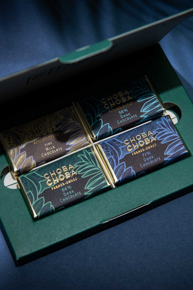 Die Mini Box mit kleinen Schokoladentafeln von Choba Choba
