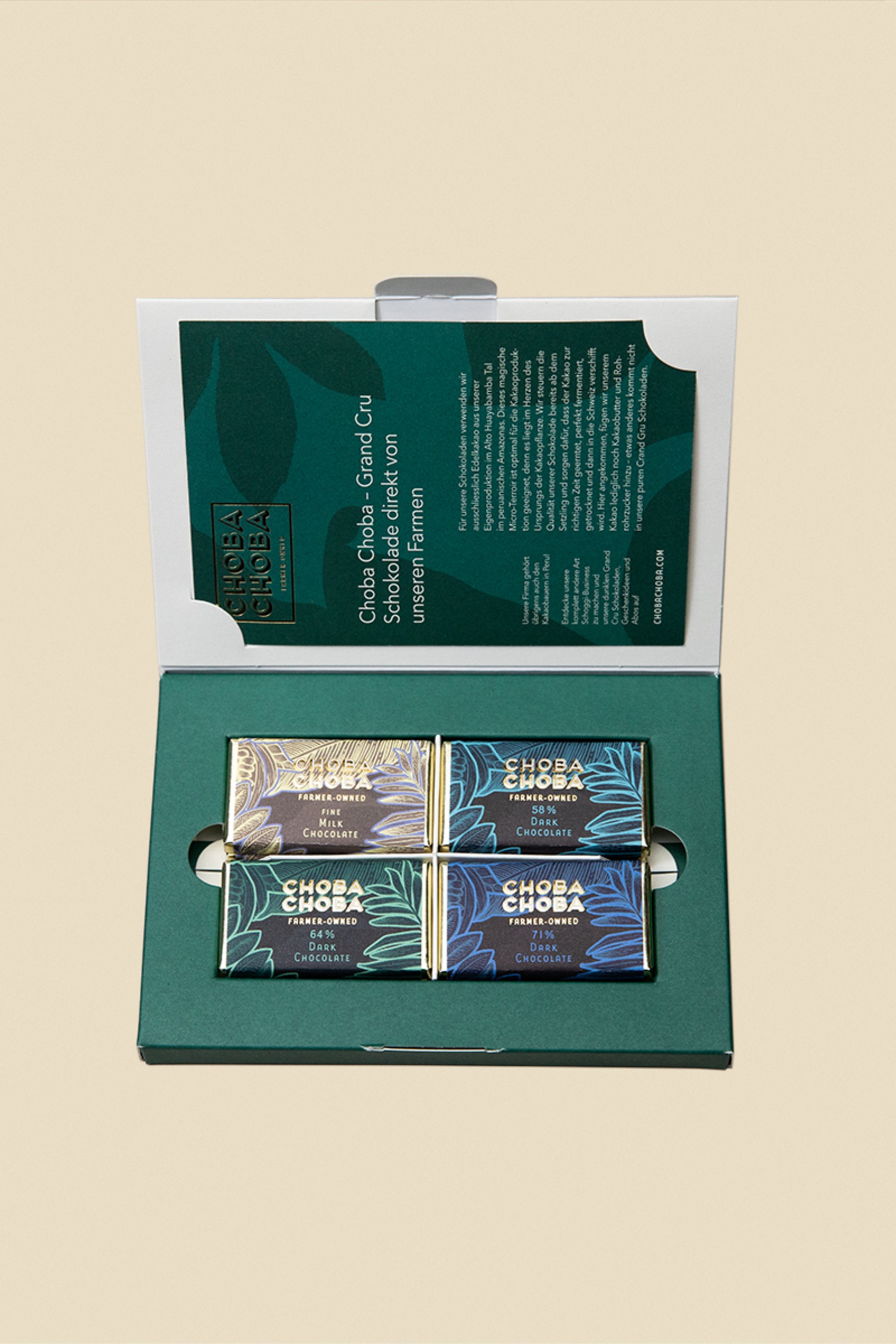 Die Mini Box mit kleinen Schokoladentafeln von Choba Choba